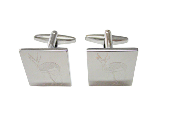 Silver Toned Etched Antelope Cufflinks