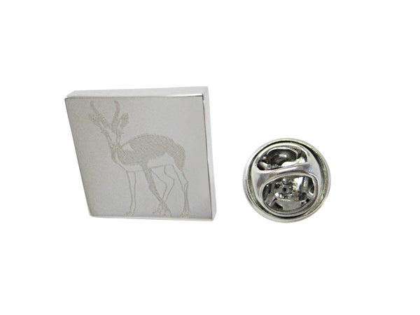 Silver Toned Etched Antelope Lapel Pin