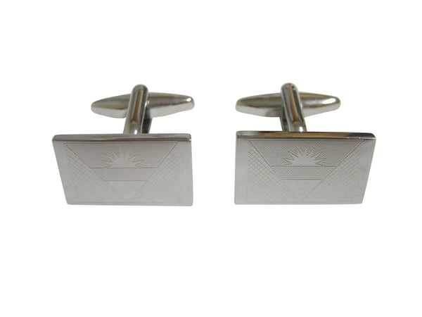 Silver Toned Etched Antigua and Barbuda Flag Cufflinks