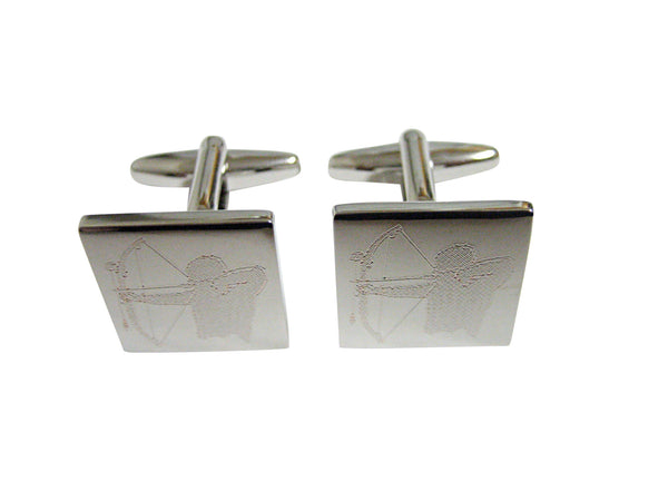 Silver Toned Etched Archer Cufflinks