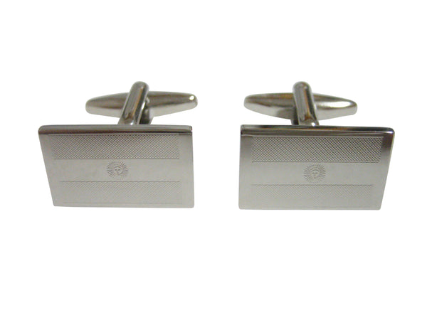 Silver Toned Etched Argentina Flag Cufflinks