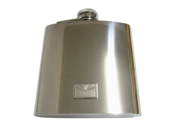 Silver Toned Etched Arizona State Flag Pendant 6 Oz. Stainless Steel Flask