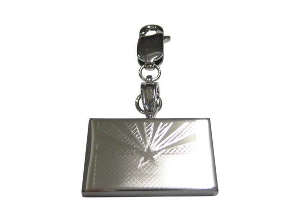 Silver Toned Etched Arizona State Flag Pendant Zipper Pull Charm