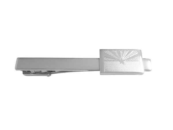 Silver Toned Etched Arizona State Flag Square Tie Clip