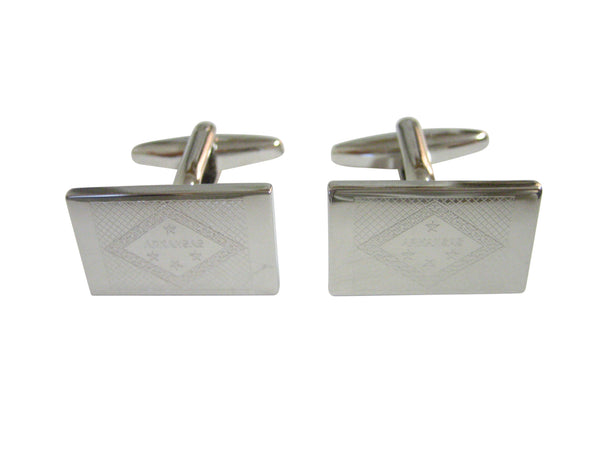 Silver Toned Etched Arkansas State Flag Cufflinks