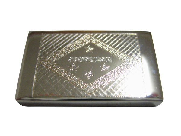 Silver Toned Etched Arkansas State Flag Magnet