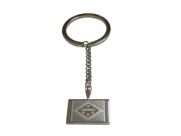 Silver Toned Etched Arkansas State Flag Pendant Keychain