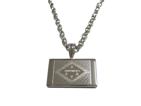 Silver Toned Etched Arkansas State Flag Pendant Necklace