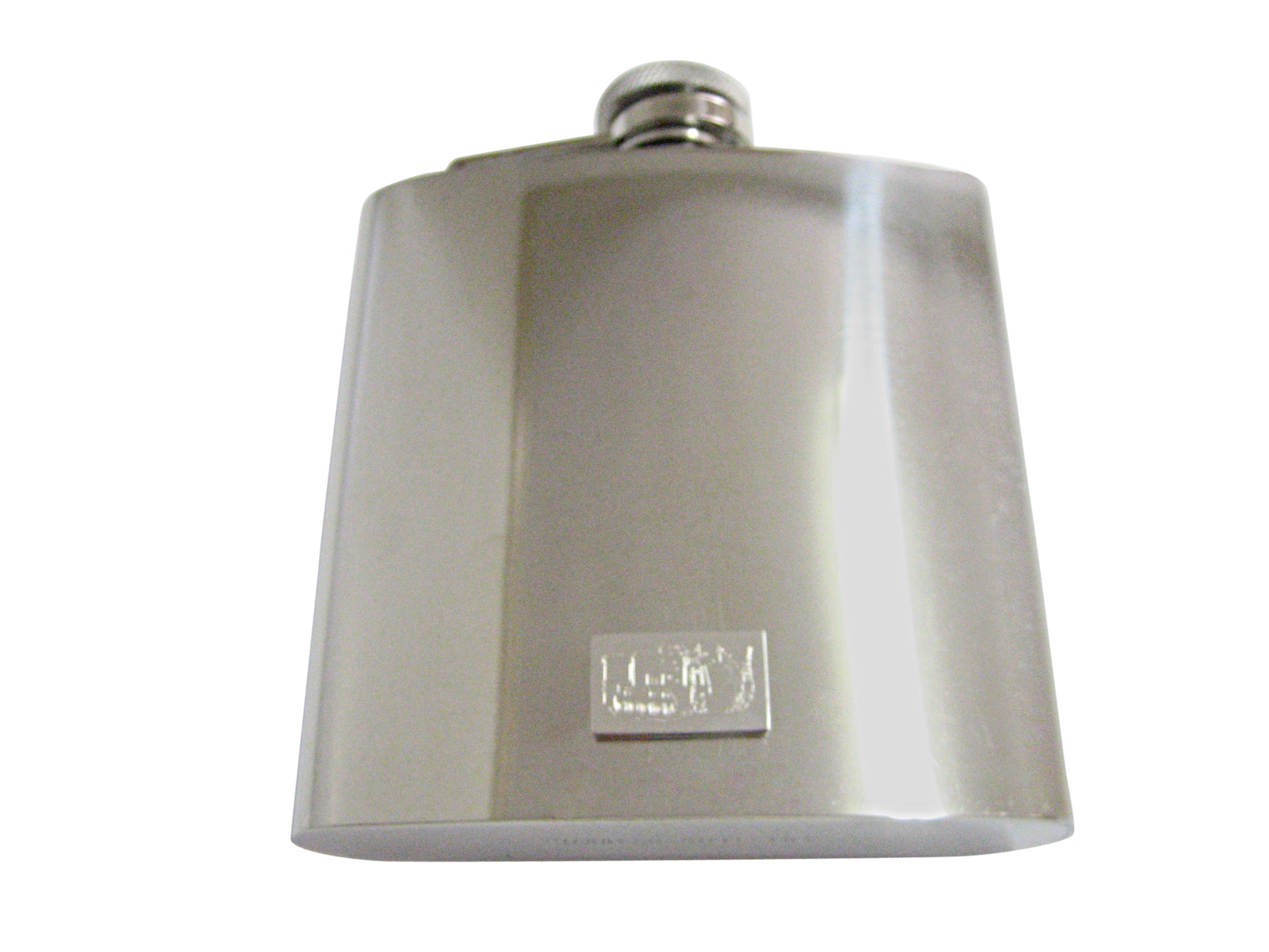 Silver Toned Etched Armored Vehicle 6oz Flask