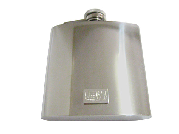 Silver Toned Etched Armored Vehicle 6 Oz. Stainless Steel Flask
