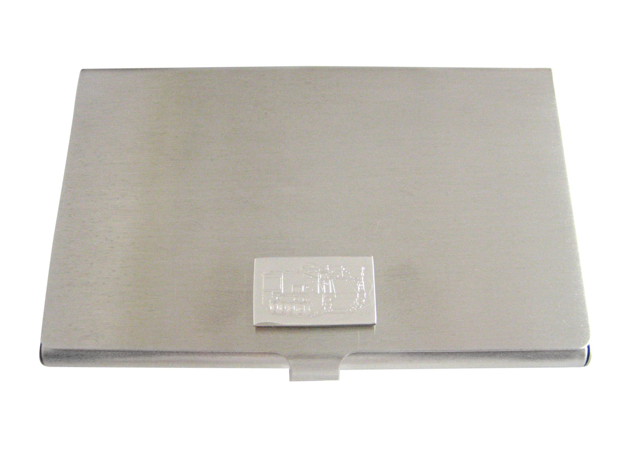 Silver Toned Etched Armored Vehicle Business Card Holder
