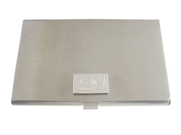 Silver Toned Etched Armored Vehicle Business Card Holder
