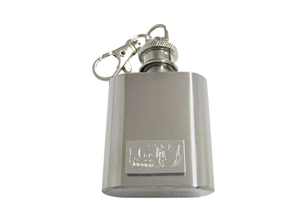 Silver Toned Etched Armored Vehicle 1 Oz. Stainless Steel Key Chain Flask