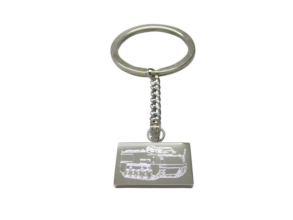Silver Toned Etched Armored Vehicle Keychain