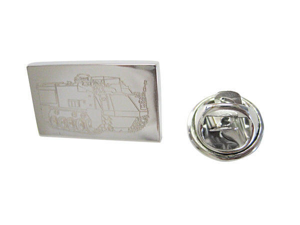 Silver Toned Etched Armored Vehicle Lapel Pin