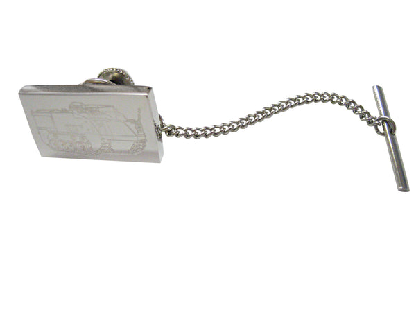 Silver Toned Etched Armored Vehicle Tie Tack