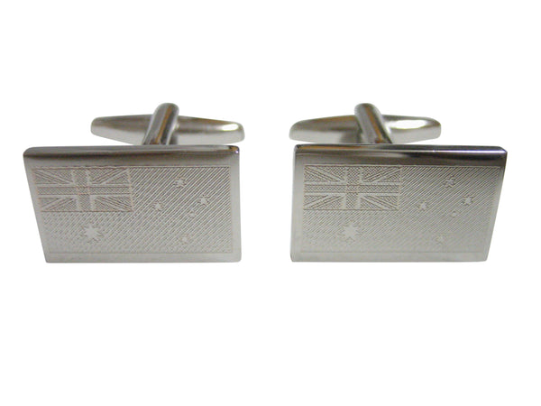 Silver Toned Etched Australia Flag Cufflinks