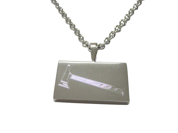 Silver Toned Etched Axe Pendant Necklace