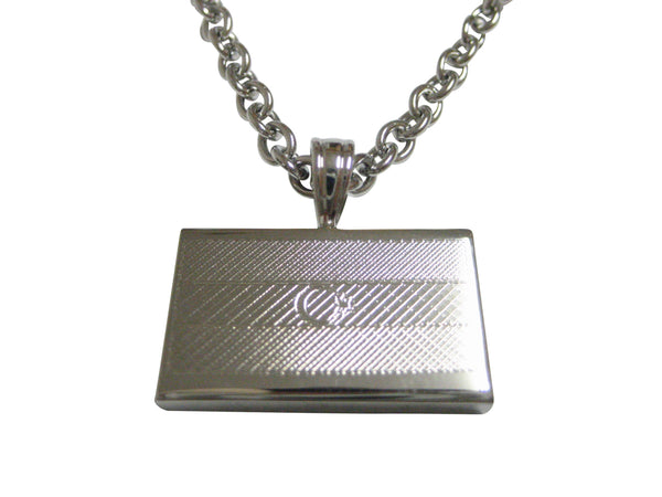 Silver Toned Etched Azerbaijan Flag Pendant Necklace