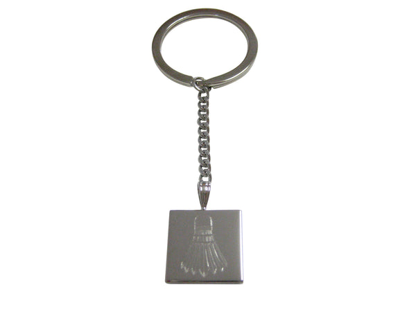 Silver Toned Etched Badminton Shuttlecocks Pendant Keychain