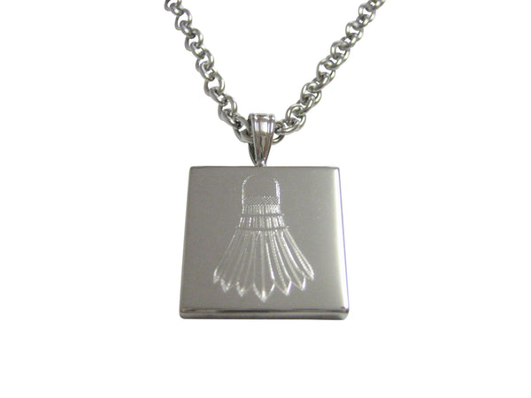 Silver Toned Etched Badminton Shuttlecocks Pendant Necklace