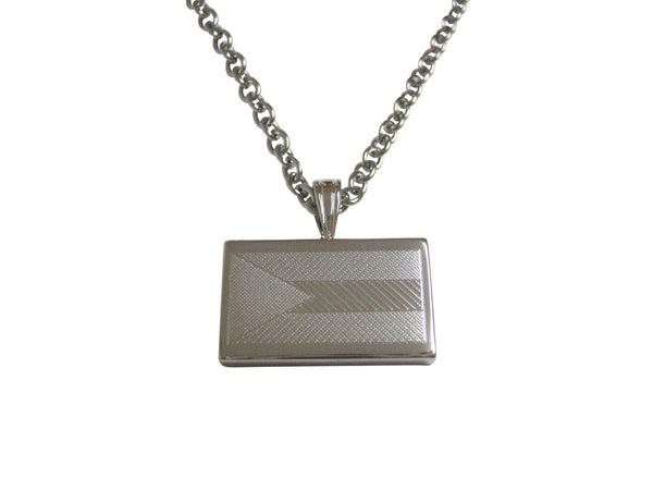 Silver Toned Etched Bahamas Flag Necklace