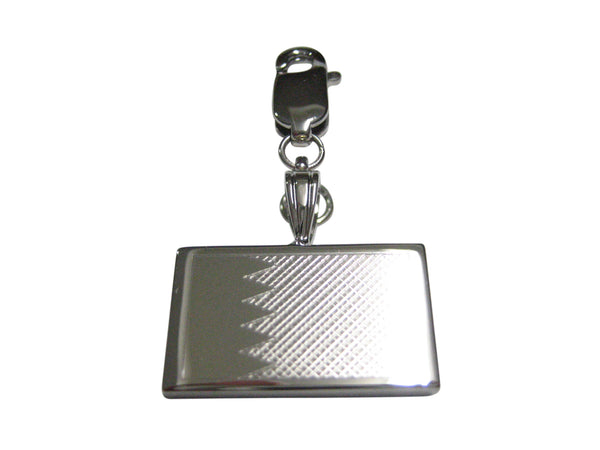Silver Toned Etched Bahrain Flag Pendant Zipper Pull Charm