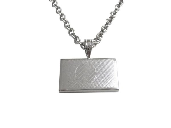 Silver Toned Etched Bangladesh Flag Pendant Necklace