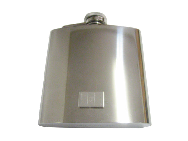 Silver Toned Etched Barbados Flag 6 Oz. Stainless Steel Flask