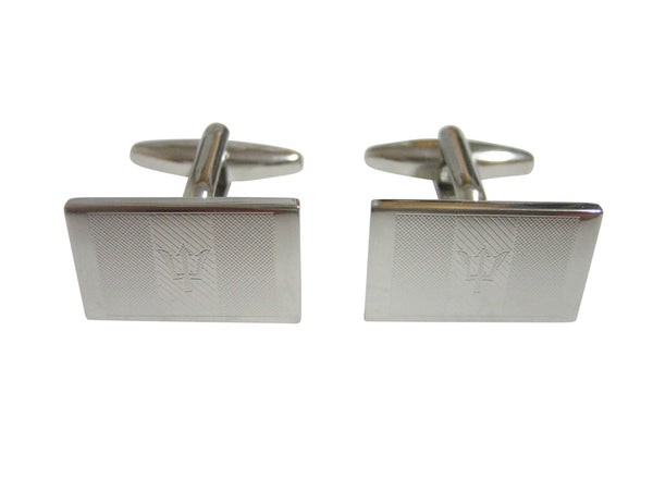 Silver Toned Etched Barbados Flag Cufflinks