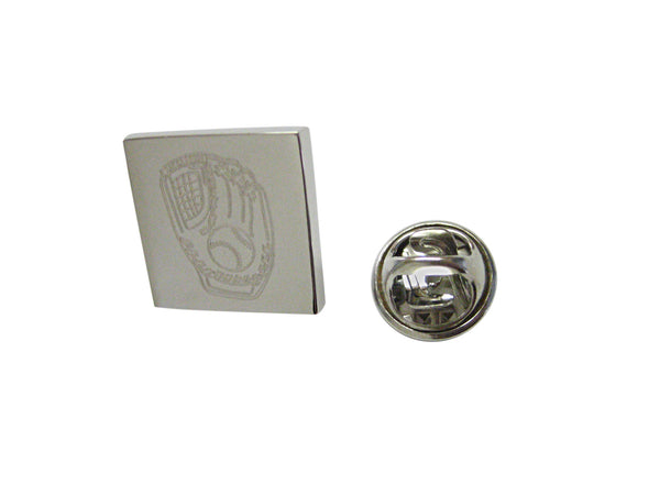 Silver Toned Etched Baseball Glove Lapel Pin