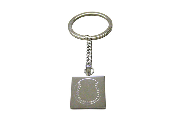 Silver Toned Etched Baseball Keychain