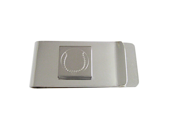 Silver Toned Etched Baseball Money Clip