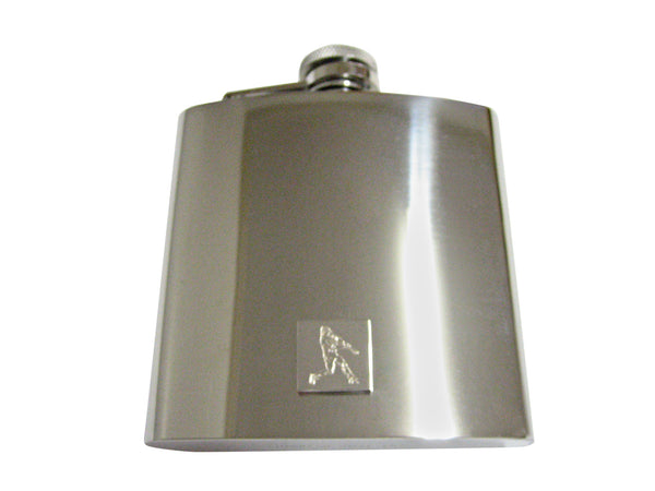 Silver Toned Etched Baseball Player 6 Oz. Stainless Steel Flask
