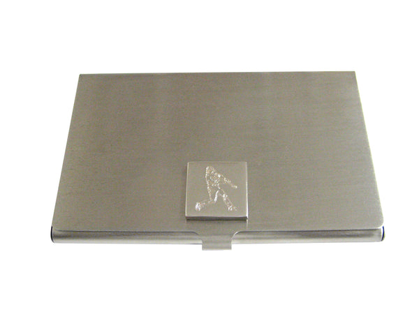 Silver Toned Etched Baseball Player Business Card Holder
