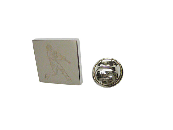 Silver Toned Etched Baseball Player Lapel Pin