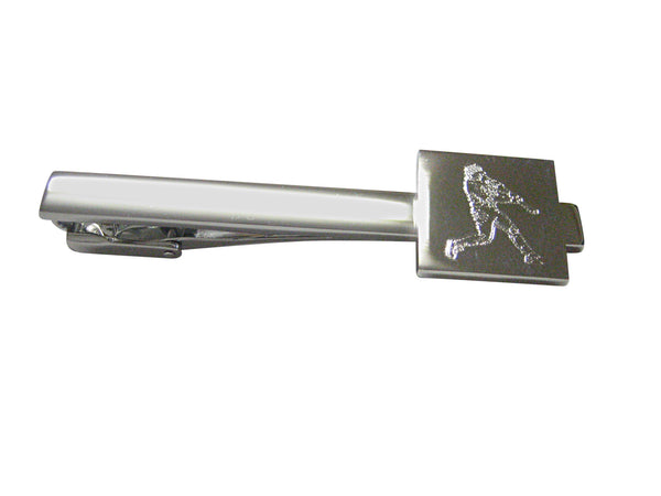 Silver Toned Etched Baseball Player Square Tie Clip