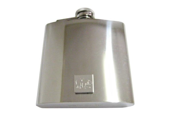 Silver Toned Etched Bear 6 Oz. Stainless Steel Flask