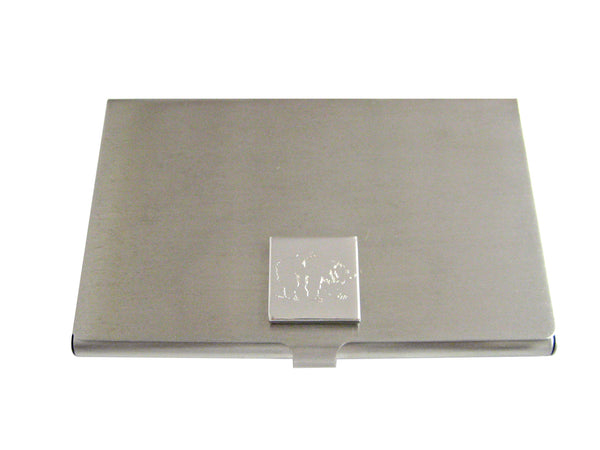 Silver Toned Etched Bear Business Card Holder