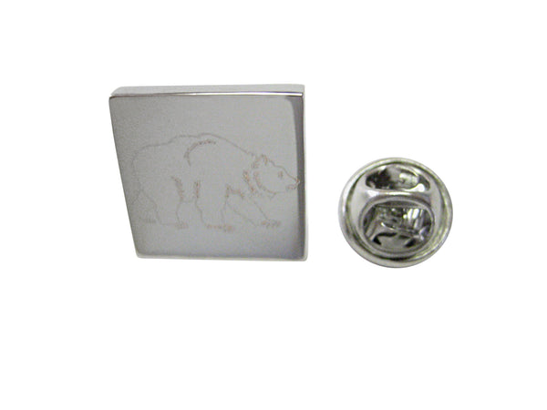 Silver Toned Etched Bear Lapel Pin