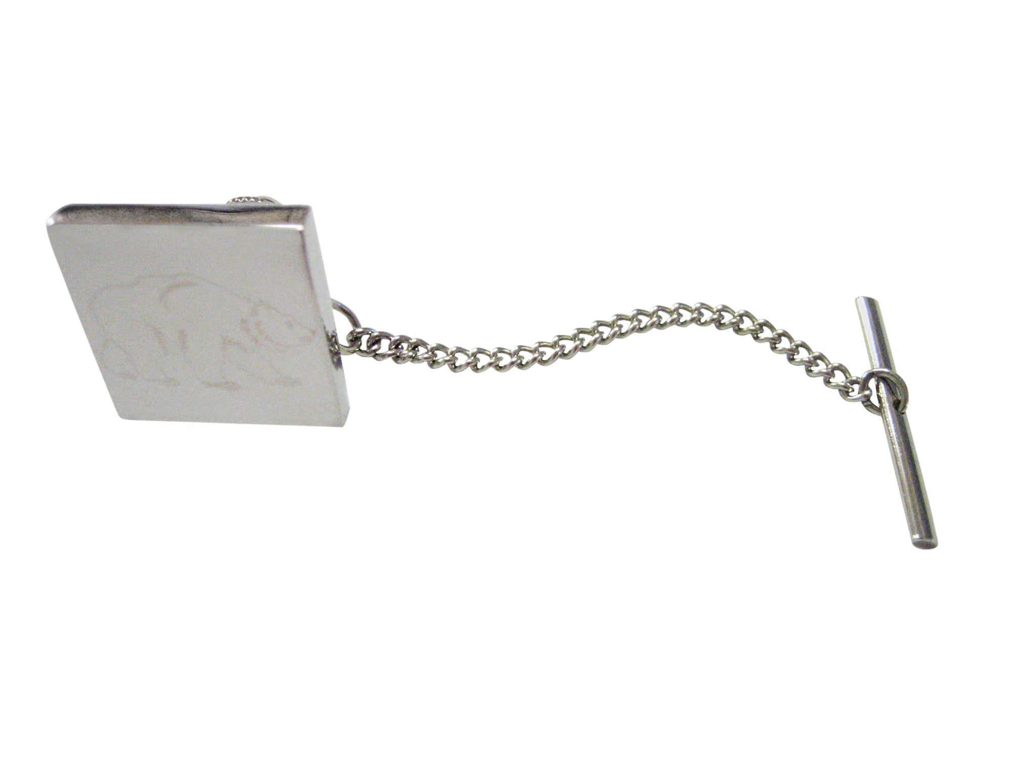 Silver Toned Etched Bear Tie Tack