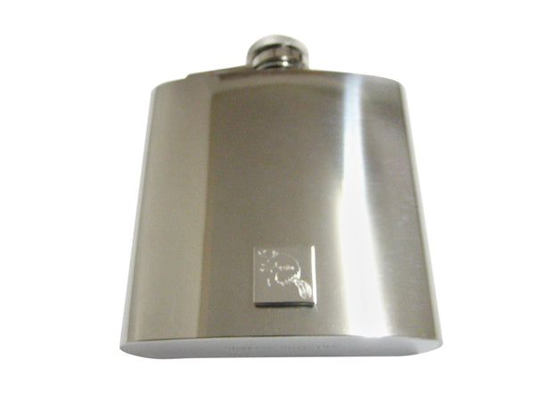 Silver Toned Etched Beaver 6 Oz. Stainless Steel Flask