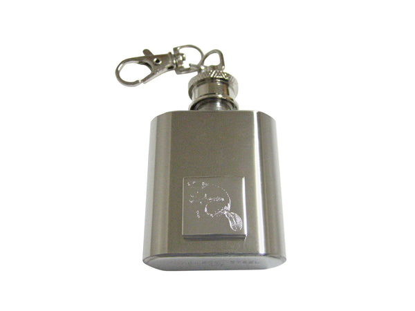 Silver Toned Etched Beaver 1 Oz. Stainless Steel Key Chain Flask