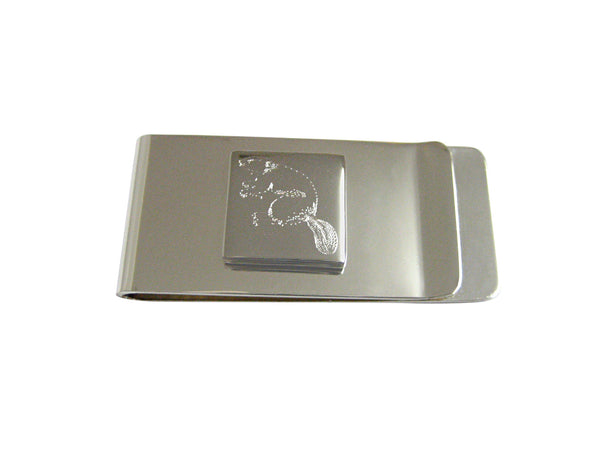 Silver Toned Etched Beaver Money Clip