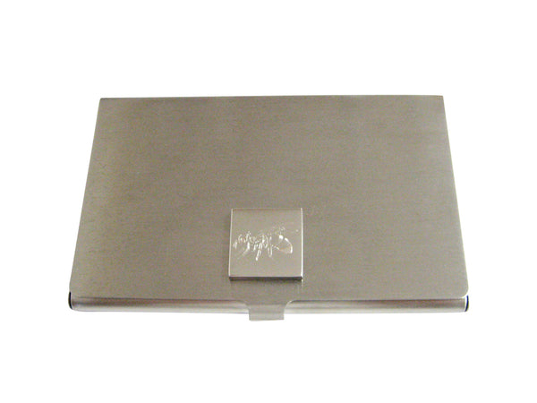 Silver Toned Etched Bee Business Card Holder