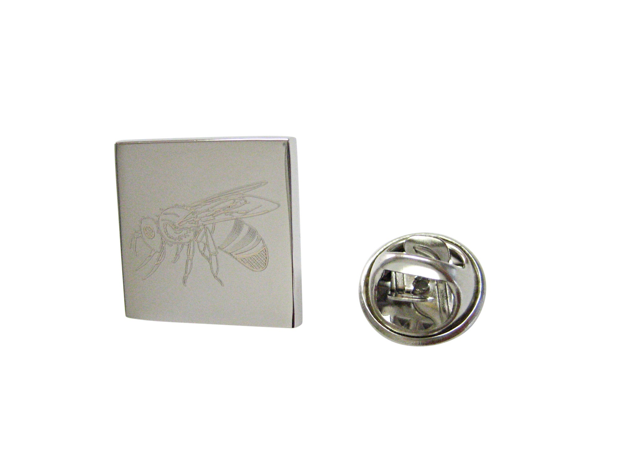 Silver Toned Etched Bee Lapel Pin