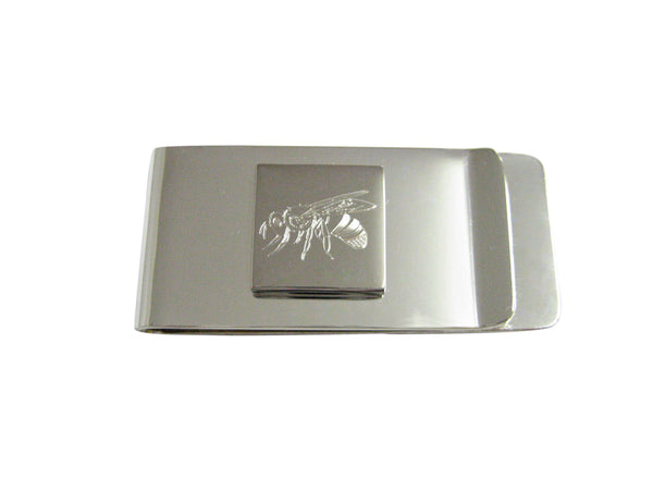Silver Toned Etched Bee Money Clip