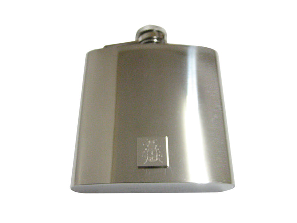 Silver Toned Etched Beetle Insect 6 Oz. Stainless Steel Flask