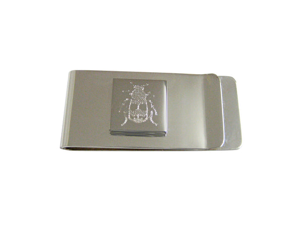 Silver Toned Etched Beetle Insect Money Clip