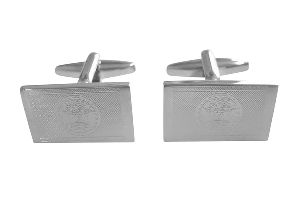 Silver Toned Etched Belize Flag Cufflinks
